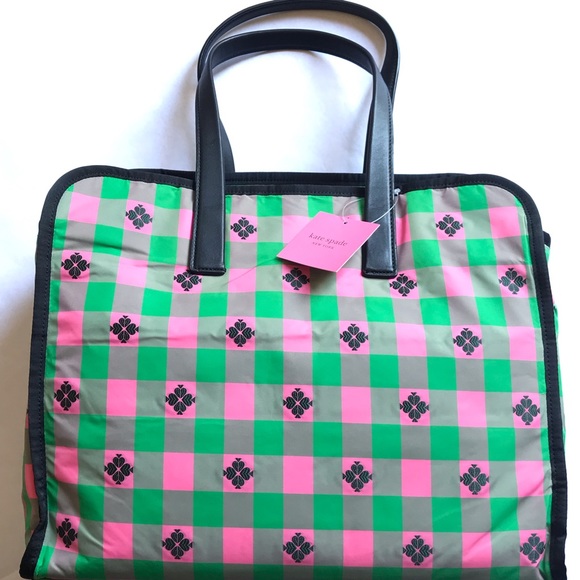 Kate Spade Morley Large Tote Green Pink Black with Dustbag - Picture 2 of 16